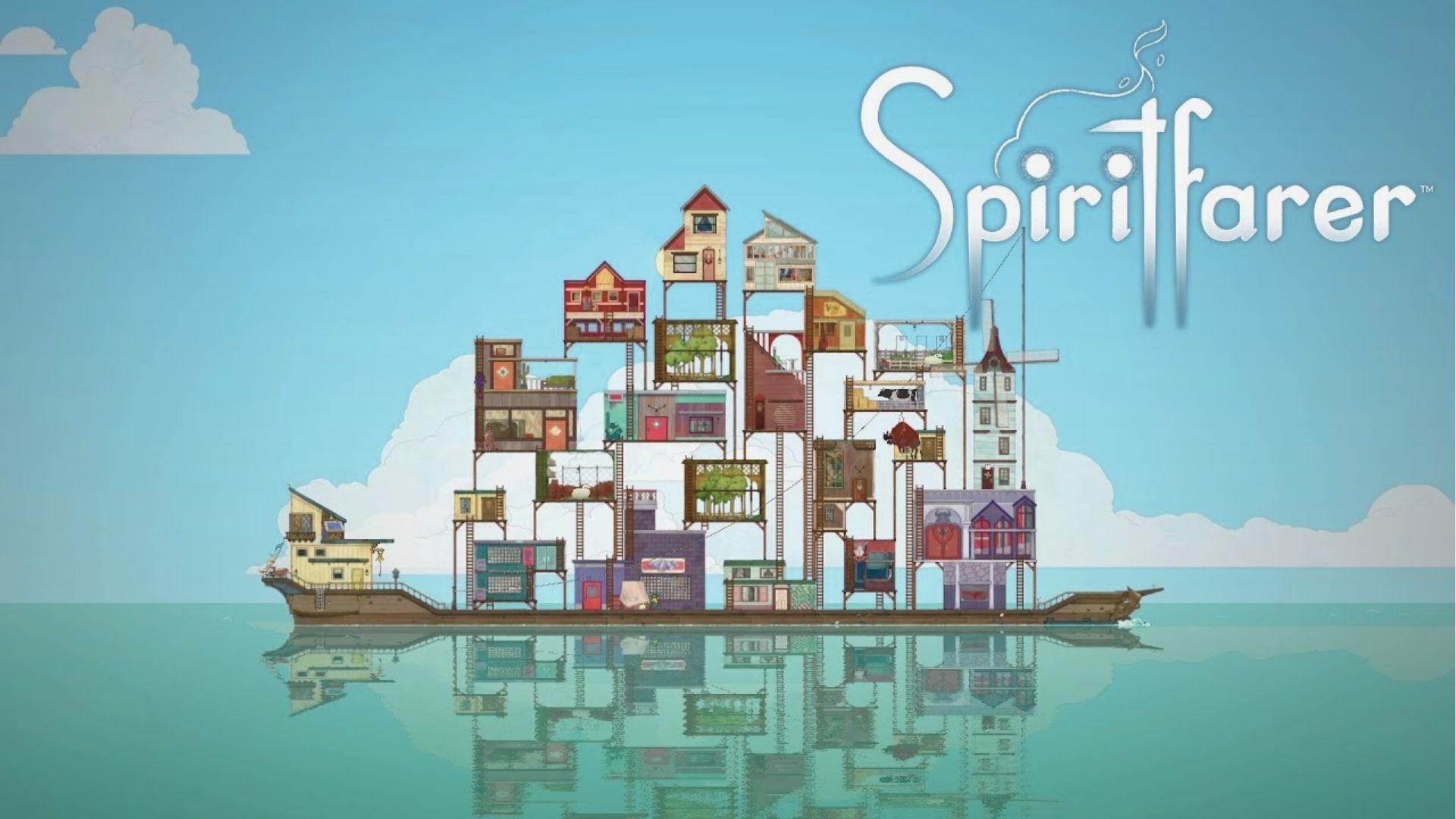 Stella’s fully expanded ferry displays dozens of colorful spirit houses reflected in still turquoise water.