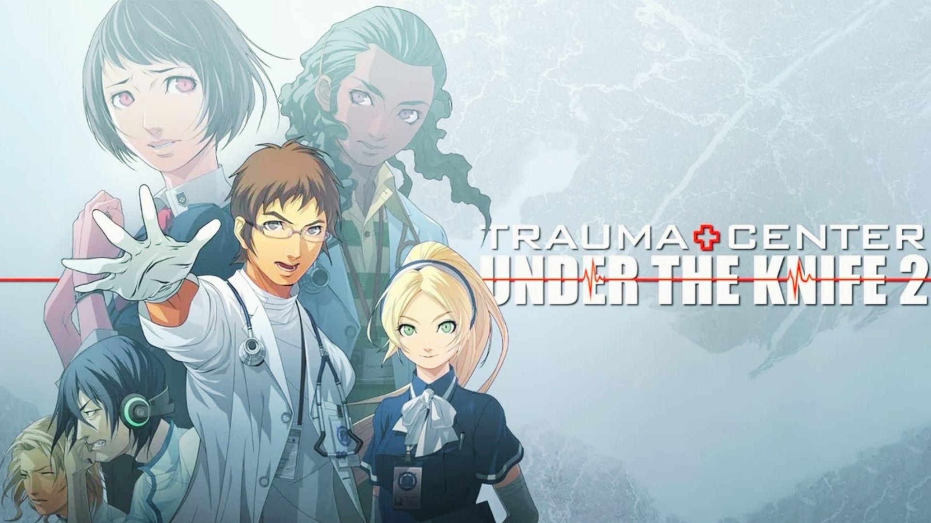 Trauma Center Under the Knife 2 art with Dr Derek Stiles, Angie, other characters, hospital logo, medical theme
