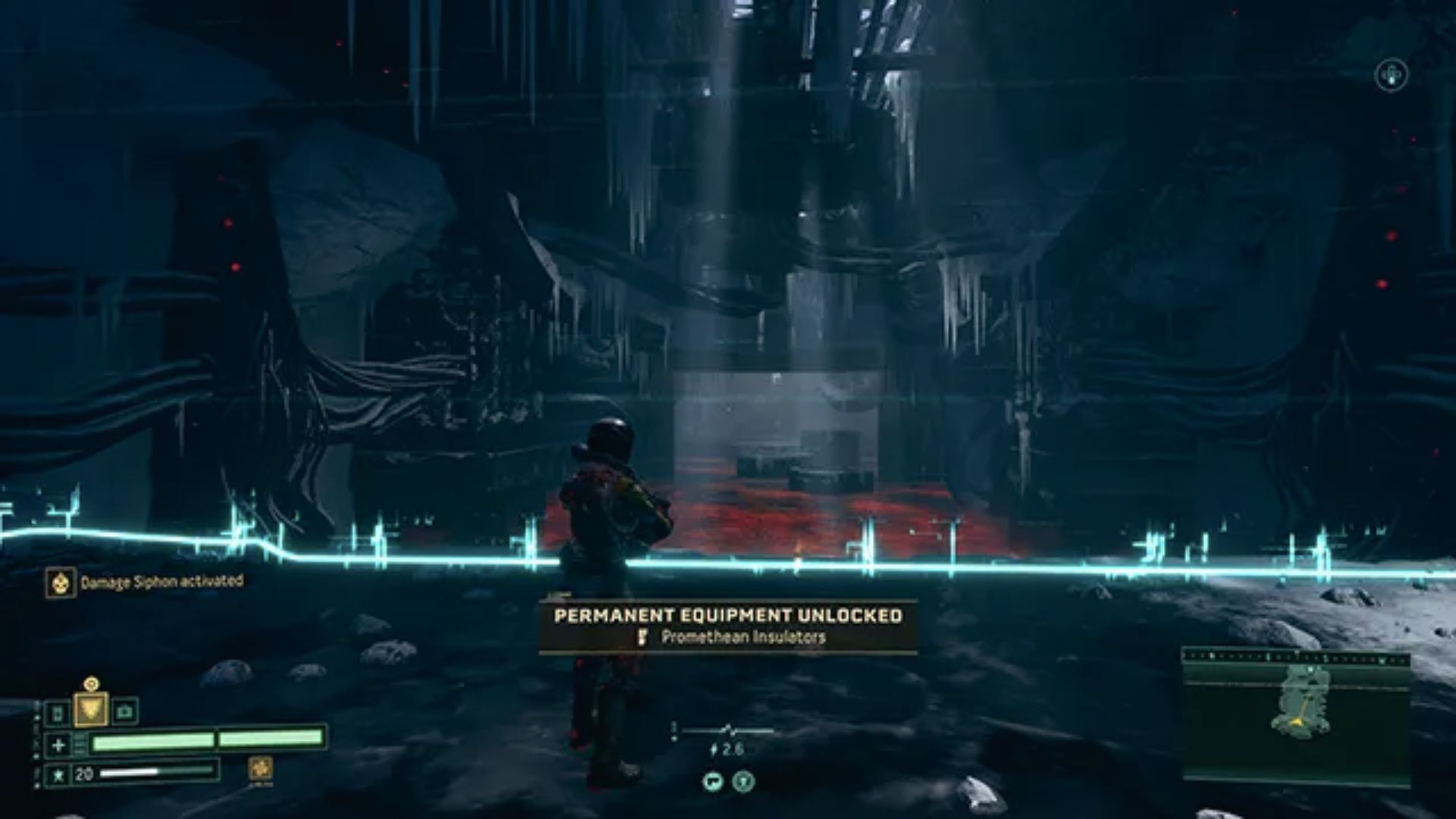 Selene unlocks Promethean Insulators permanent equipment in icy biome for traversal trophy